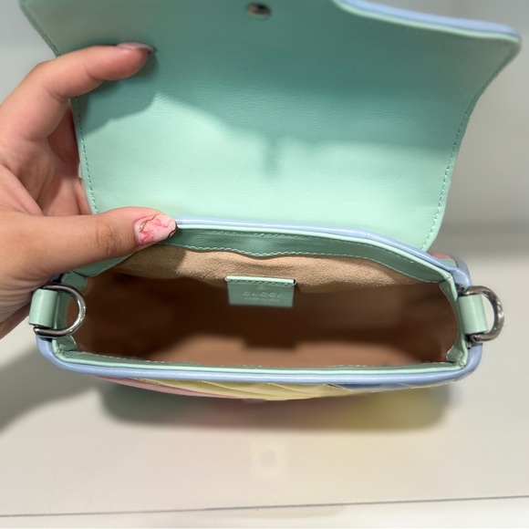 Gucci GG Marmont Mini Top-Handle Bag – Pastel Rainbow Leather - Picture 7 of 14